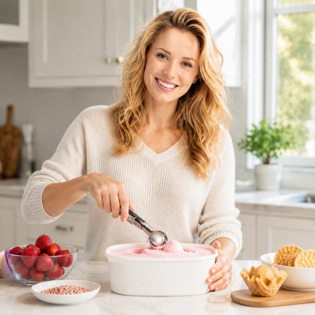 Stainless Steel Ice Cream Scoop with Spring Release Mechanism Durable Ice Cream Spoon for Fruit Melon Balling and Dessert Serving Tool
