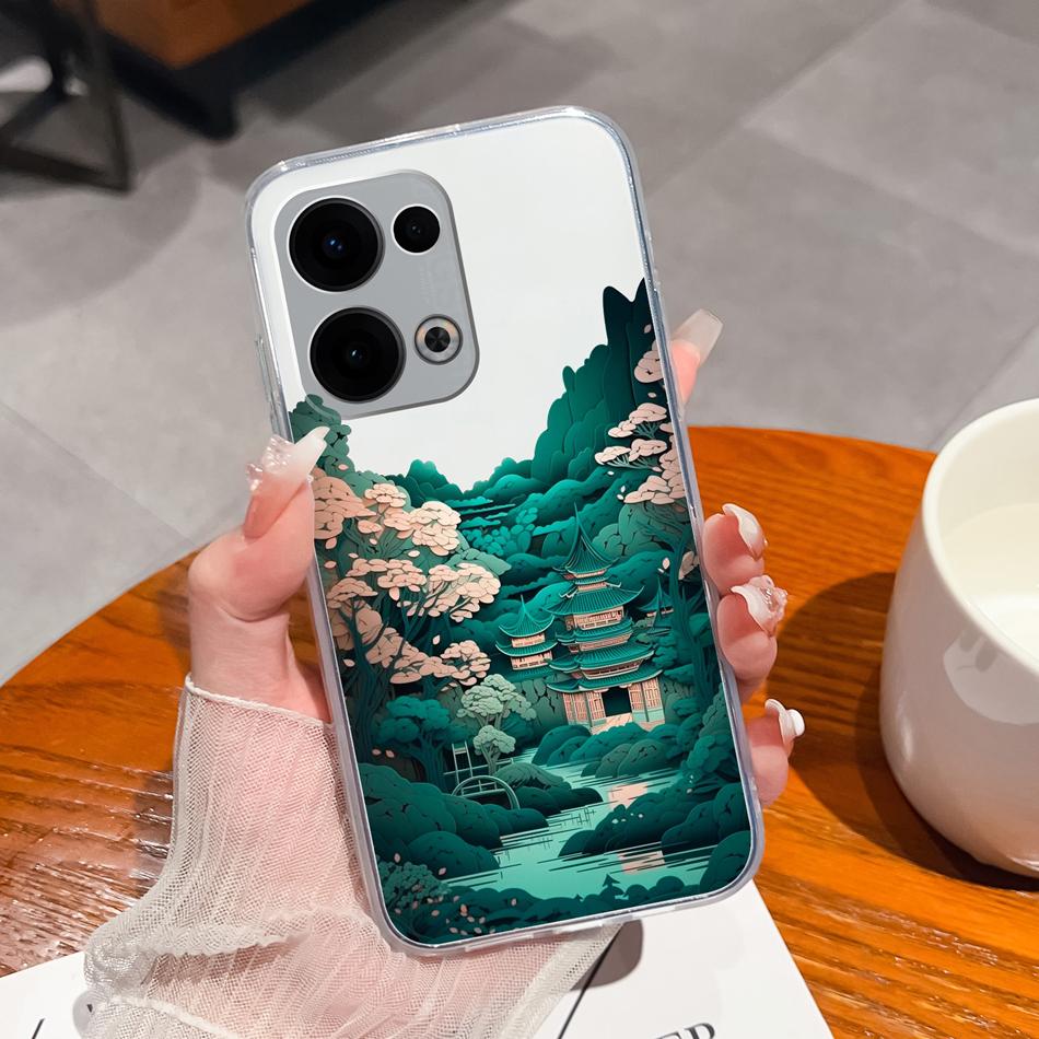 For Oppo Reno 13 Pro Phone Cases Leisure Flower Transparent Back Cover For Oppo Reno13 Pro 13Pro 5G Soft Slim Anti Drop Housing