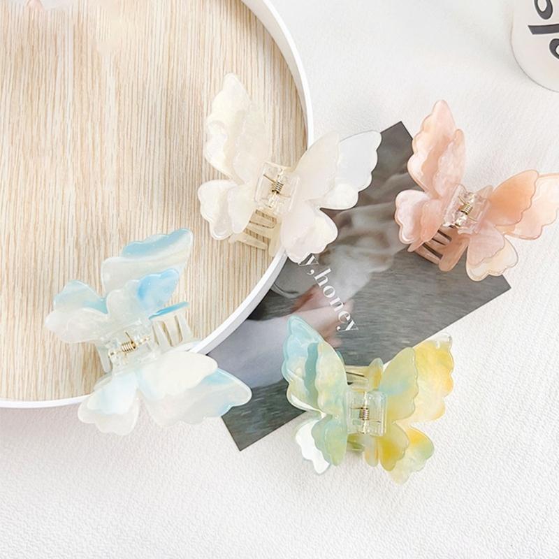 Sophisticated Double Layer Butterfly Hair Clip Claw for Women Modern Hair Styling Tool Complements Various Hairstyles