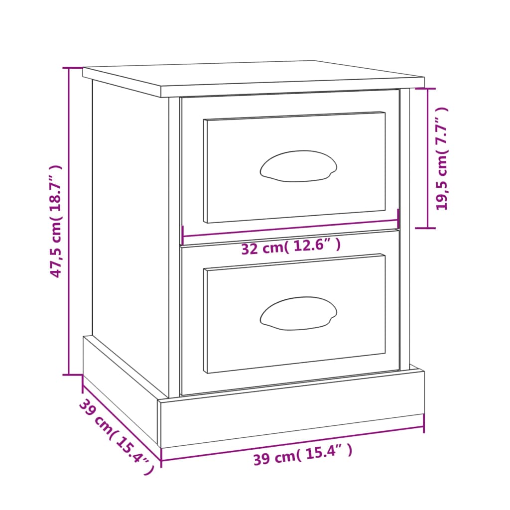Nightstand Smoked Oak 39 x 39 x 47.5 cm Engineered Wood