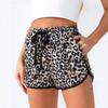 Shorts de Verano Casual para Mujer con Cintura Elástica, Estampado de Leopardo, Cintura Media-Alta