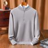 Men Half High Collar Zipper Warm Knitted Pullover Sweater