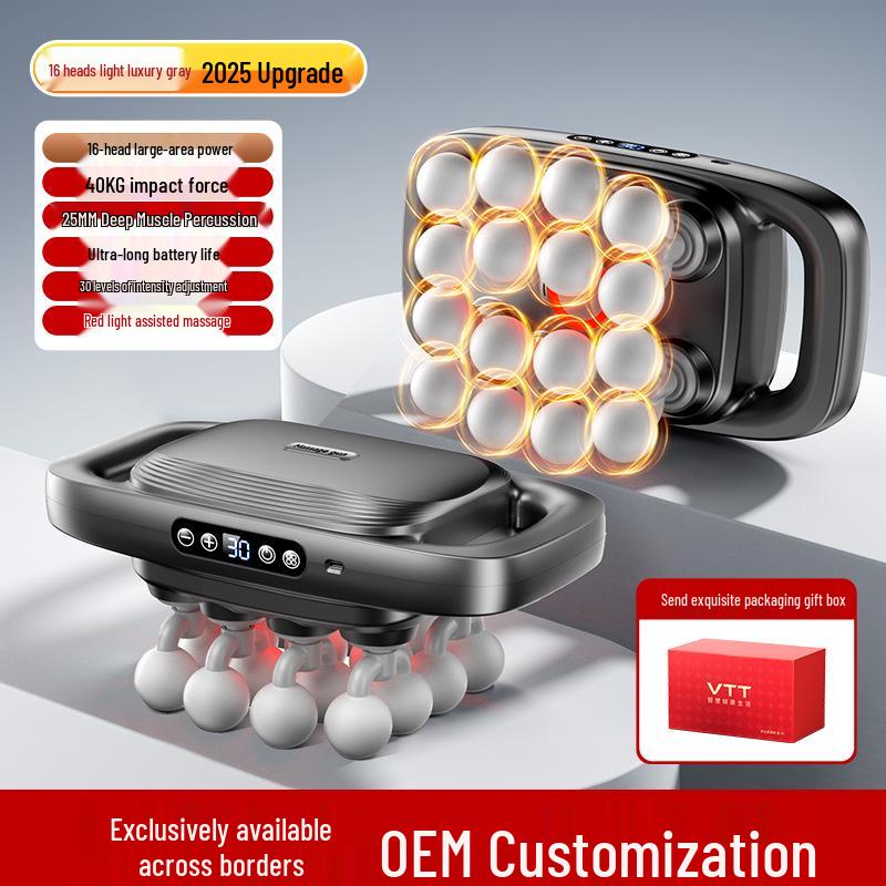 16-Head Multifunctional Fascia Gun Massager for Back, Waist, Cervical, and Neck Relaxation