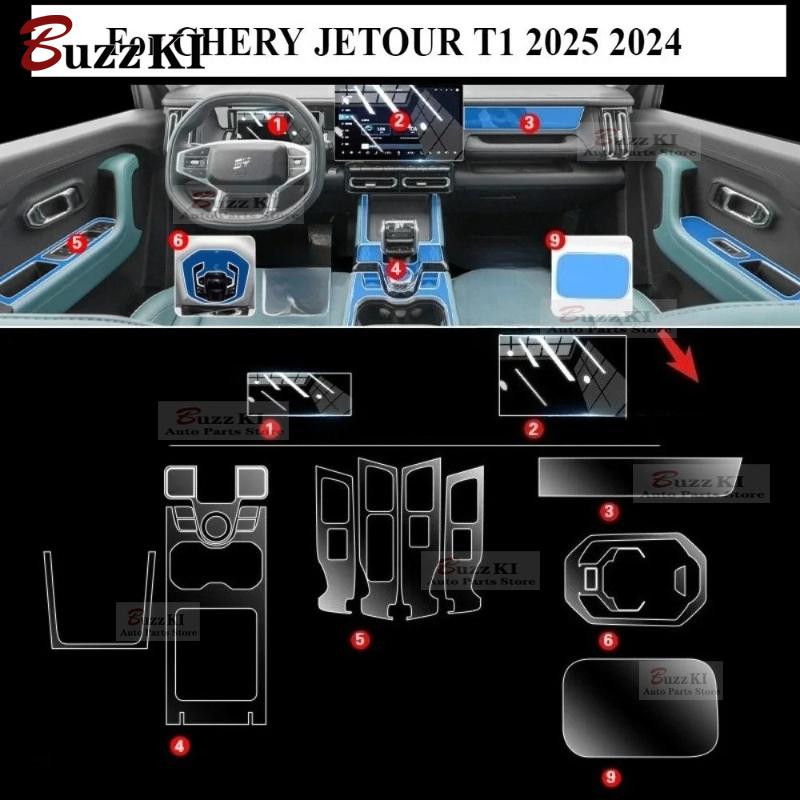 Per CHERY JETOUR T1 2025 2024 Pellicola Protettiva PPF Pannello Cambio Navigazione Console Centrale in TPU Accessori Interni Auto trasparente