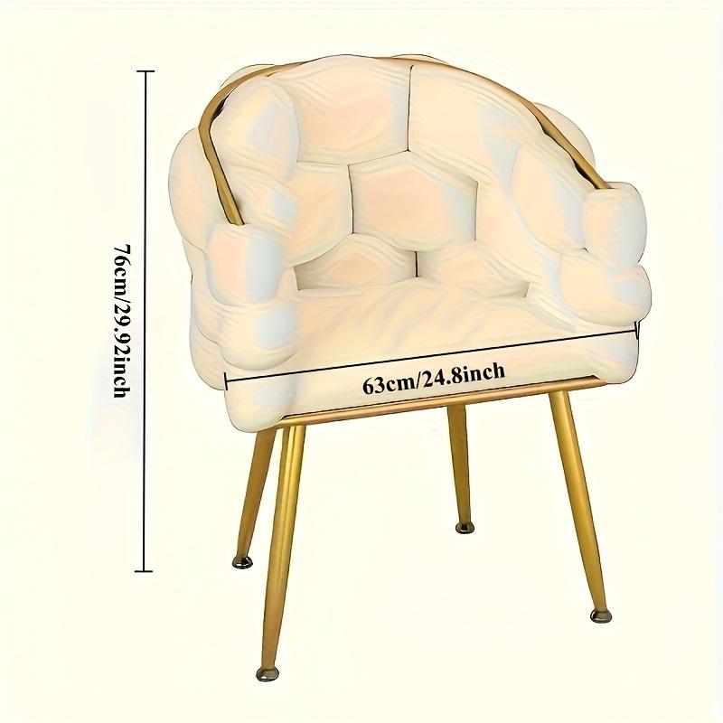 1PC Vanity Stool with Backrest, Elegant Makeup Chair & Accent Chair for Bedroom, Living Room, Vintage Style, Comfortable Seating
