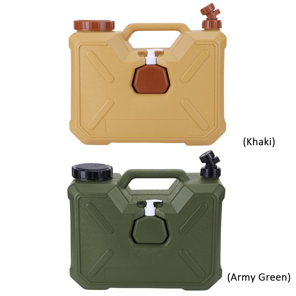 Jerrican d'eau portable 12L 18L avec robinet et flacon de désinfectant pour les mains, étanche, seau de camping pour véhicule, voiture, extérieur, randonnée, pique-nique
