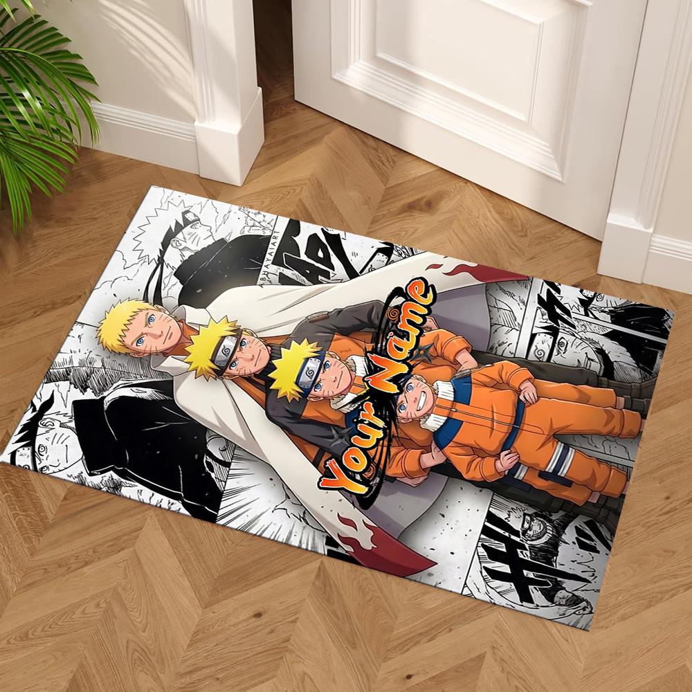 Naruto Character Personalized Text Area Rug Suitable for Outdoor Study room Living Rooms Foyer Anti-slip Rug Anime Office Decor Best for Christmas