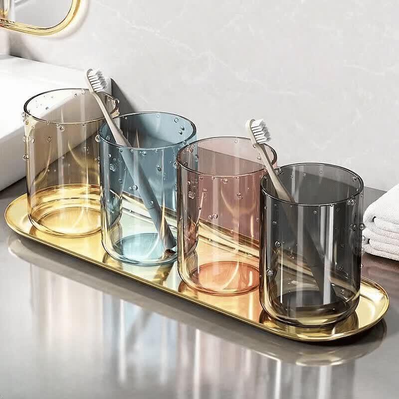 Stylish Transparent Plastic Bathroom Tumbler 2-Pack чёрный