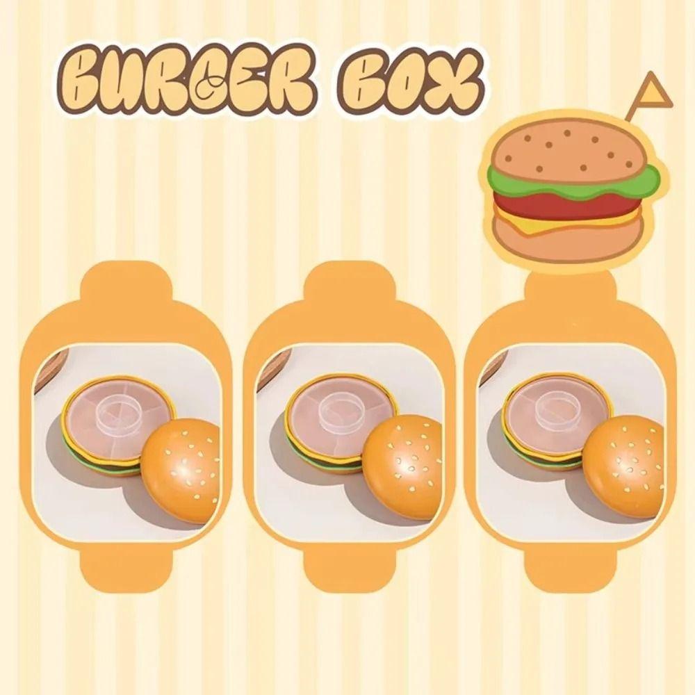 Sealed Portable Medicine Dispenser with Lid Mini Hamburger Storage Case  Elderly