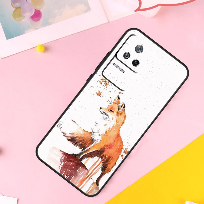 Watercolor Painting The Fox Case For Xiaomi 14 Ultra 13 11T 12T 13T Pro 12 Lite POCO X6 Pro M6 X3 X4 X5 M5s F3 F5 Cover