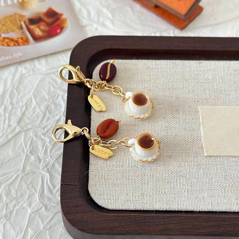 Ladies' bag pendant keychain brown earbud cover with zipper creative and cute coin wallet pendant