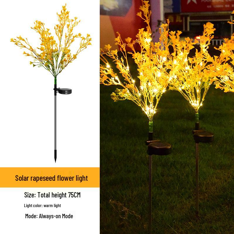 Waterproof LED Solar Stake Light for Garden or Villa Decoration Solar Rapeseed Flower Light - Warm Light