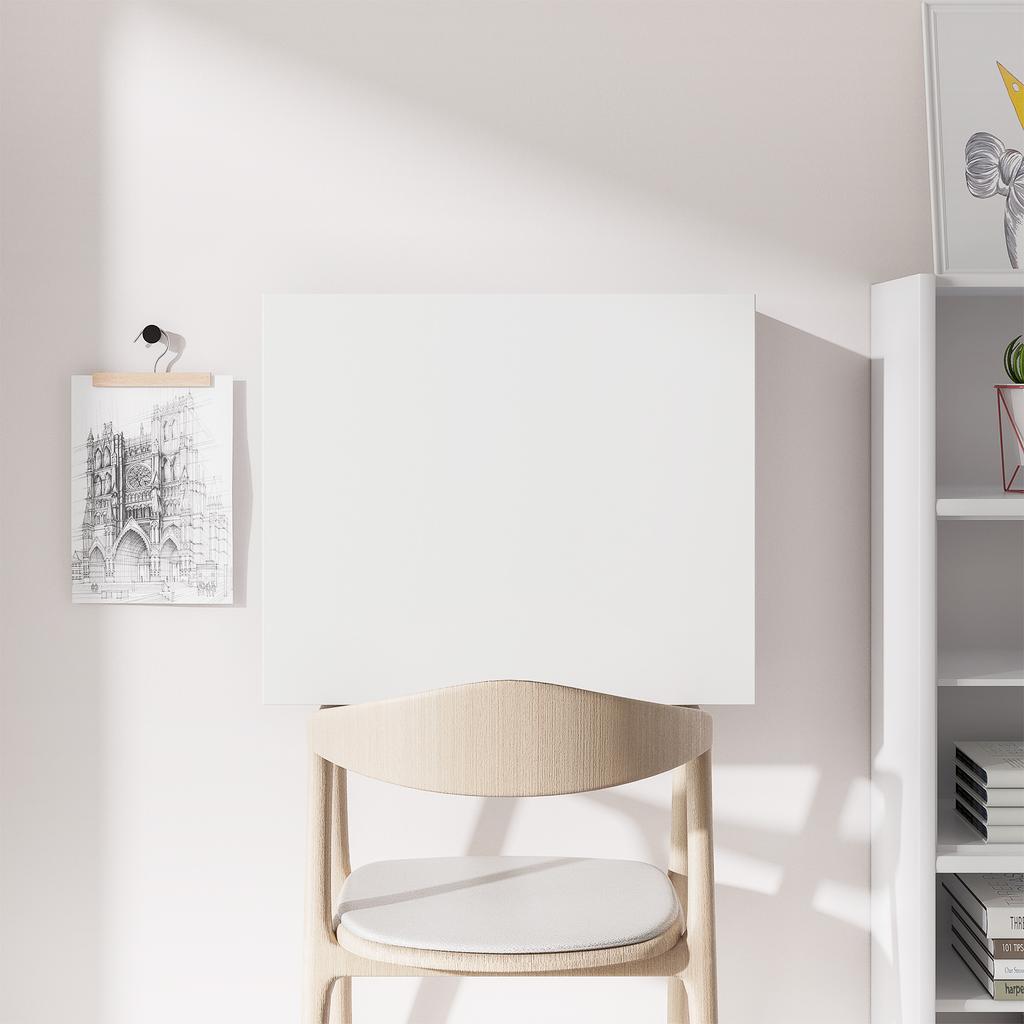 Składane, oszczędzające miejsce biurko ścienne z półkami, do domu i biura, z płyty wiórowej i MDF, 60x21,5x50 cm, Białe