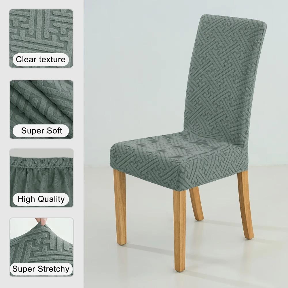 High-elastic Dining Chair Cover Jacquard Backrest Protector Stool Slipcover  for Home Decoration