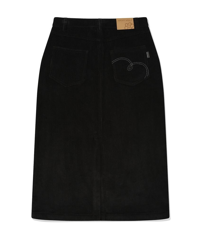 Wacky Willy [25Fw] Women'S Corduroy Long Skirt Black