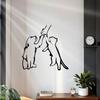2D Flat Laser Cut Iron Wall Art Cute Dog Cat High Five Black Metal Decor Living Room Bedroom Gift For Women