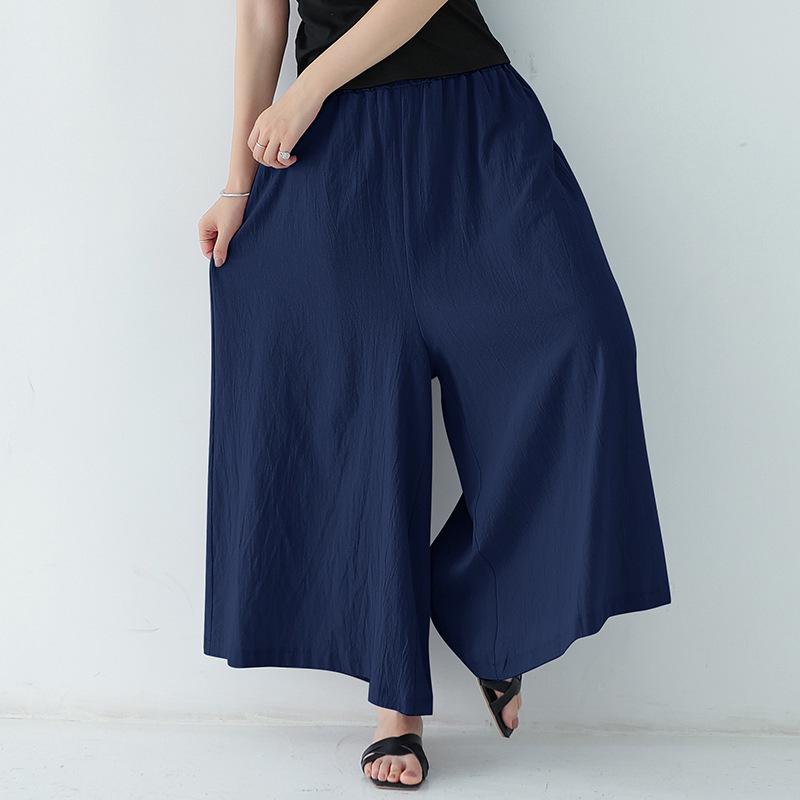 Rakuten Kadın Keten Pamuk Çok Renkli Bol Geniş Paça Cepli Culottes – Ekstra Uzun İlkbahar/Yaz Günlük Pantolon 2021 Koleksiyonu.