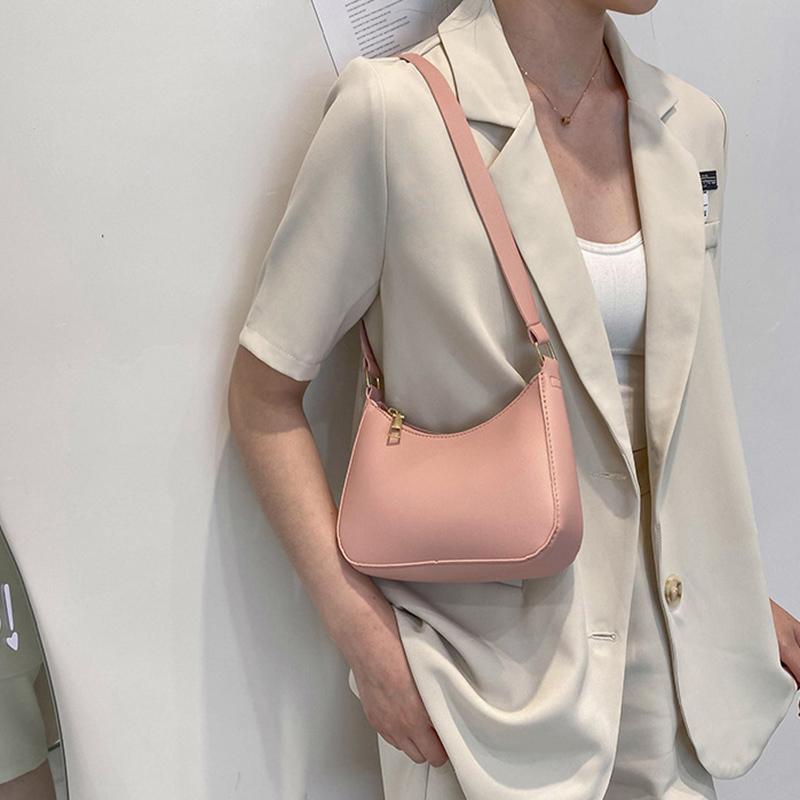 Fashion Casual Solid Color Shoulder Bag For Women High Quality PU Leather Underarm Bag