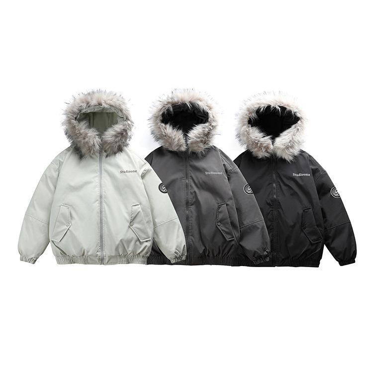 Parka de iarnă pentru bărbați, stil retro american, cu guler și glugă din blană - Groasă, de înaltă calitate, design versatil pentru cupluri