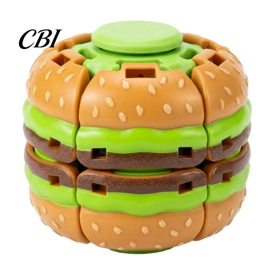 Portable Fidget Spinners Hamburger Press Spinner, Stress Relief to Spin Burger Toy, Desk Toy Decompression Spinning Ball for Office, Home, Travel