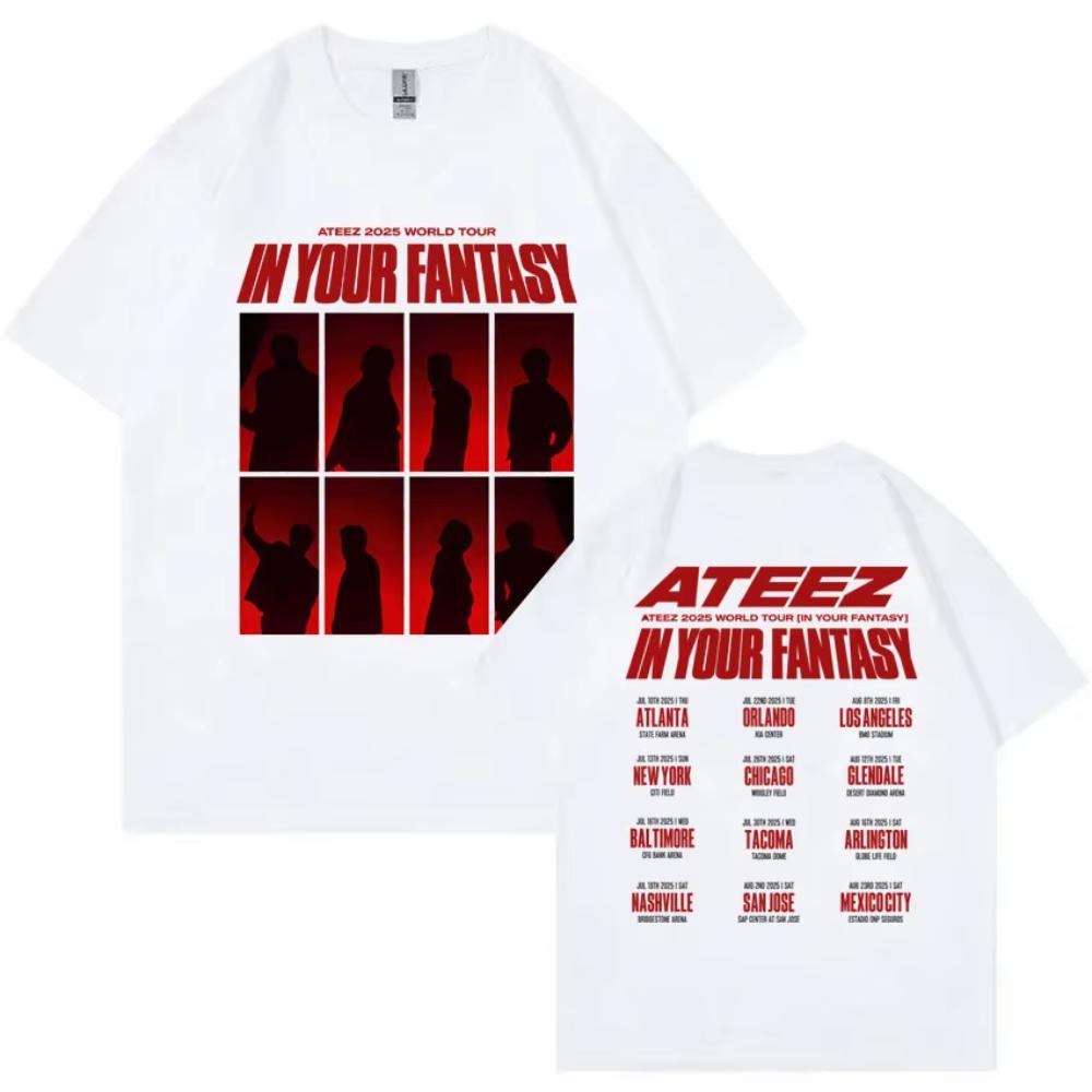 ATEEZ In Your Fantasy 2025 World Tour Tshirt Unisex Oversized Tshirts Men Womens Korean Fashion Trend T Shirts Kpop Streetwear