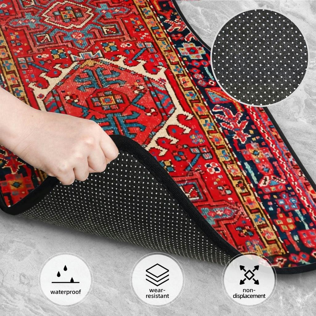 4PCS Antique Oriental Turkish Persian Carpet Front Rear Mat Set, Decorative Car Floor Carpets Rugs, Fit for Many Cars, Supplies