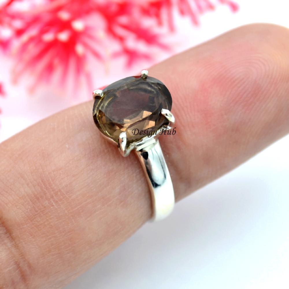 Rauchquarz Edelstein 925 Sterling Silber handgefertigter Ring für Weihnachtsgeschenk