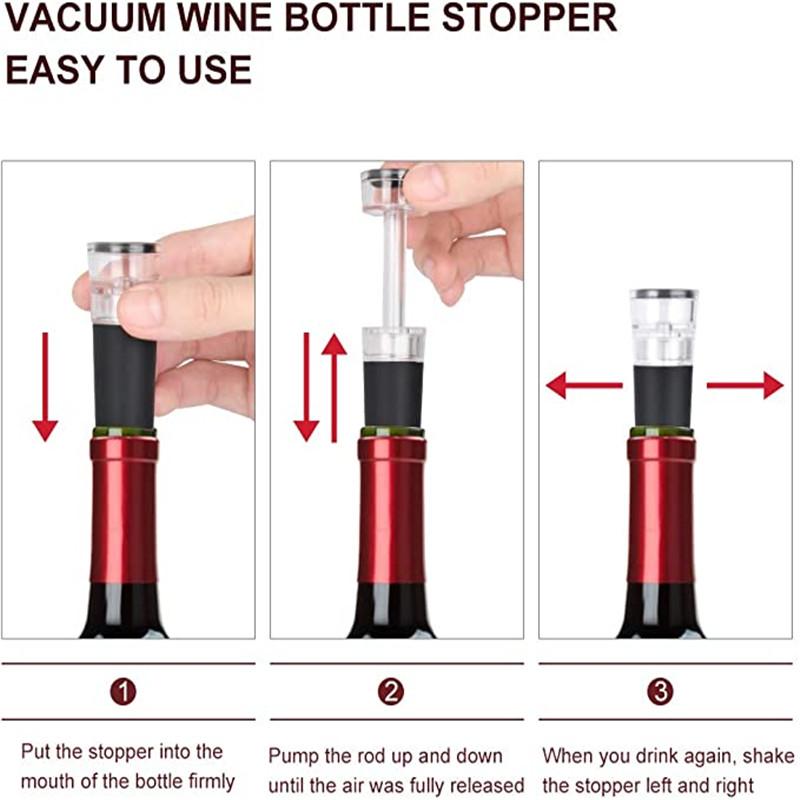 Silicone Bottle Stoppers with Built-in Vacuum Wine Saver Pump Food-safe Silicone Caps Vacuum Wine Stopper