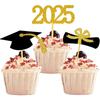 2025 Graduation Cupcake Toppers, 24Pcs Food/Appetizer Picks For Graduation Party Mini Cake Decorations, Diploma, 2025, Grad Cap