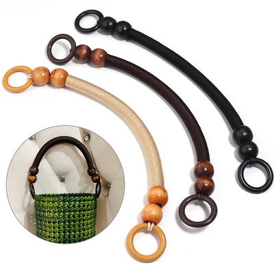 1pc Wooden Handbag Handle Rope Vintage Woven Wooden Bead Handbag Handle For DIY Crafts Bag Strap Replacement Handbag Accessories