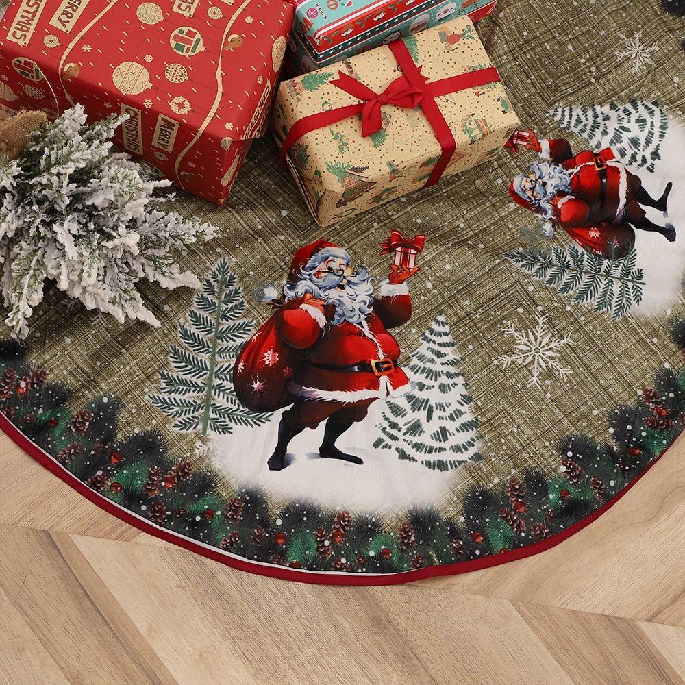 Merry Christmas Round Christmas Tree Skirt Creative Carpet Floor Mat New Christmas Base Cover