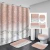 4PCS Nordic Ins Bathroom Shower Curtain Set Free Punching Hook Non-slip Mat Durable Waterproof Shower Curtain Pedestal Rug Lid Toilet Cover Rugs