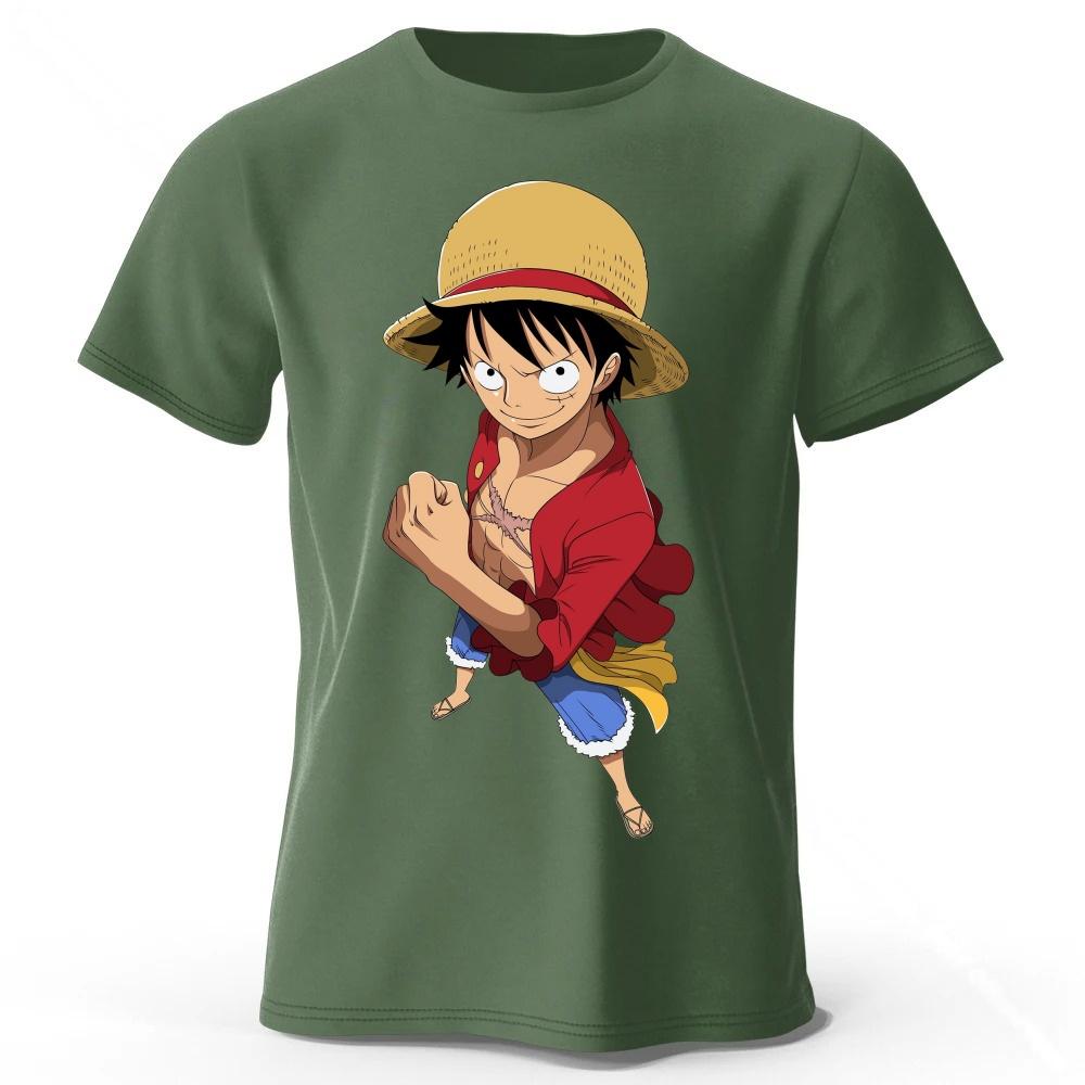 2026 One Piece Luffy New Pure Cotton Short Sleeved Mens and Womens Fashionable Street Wear Plus Size Loose Sports Tshirt Top