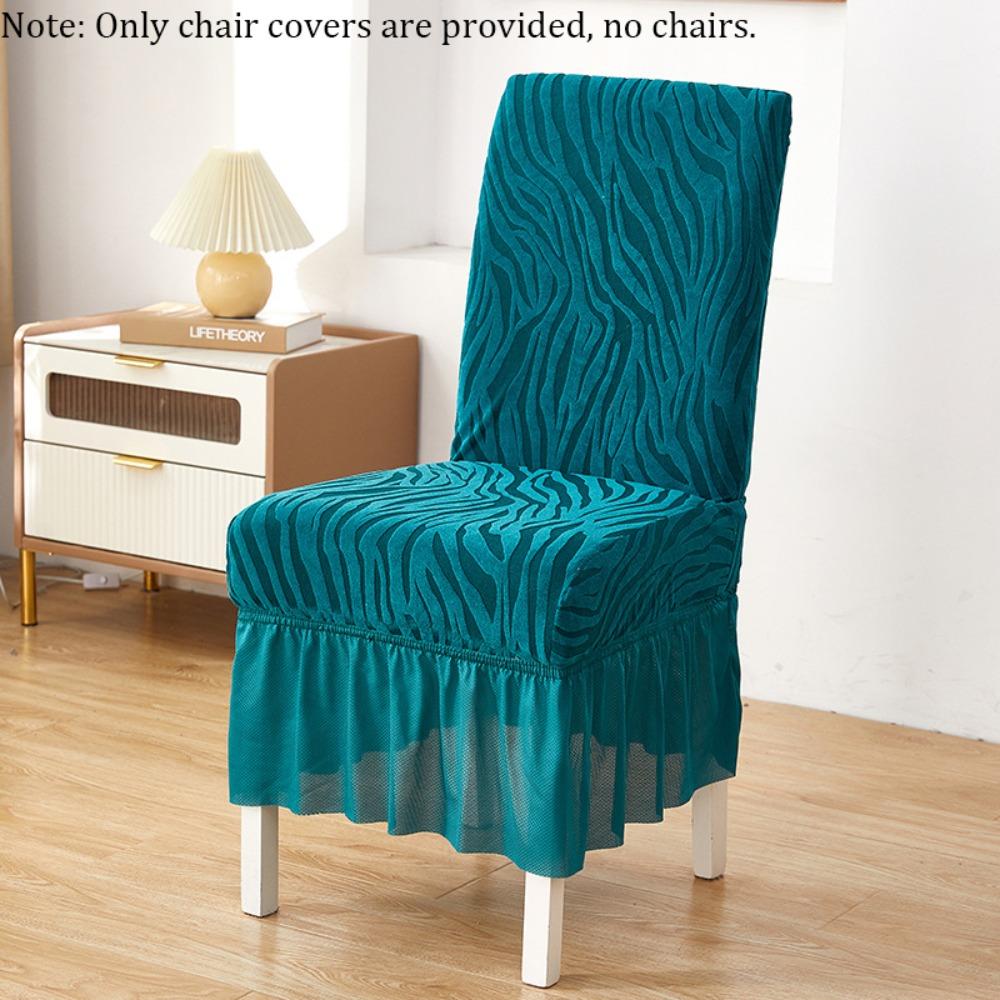 Elastic Skirted Chair Cover Dustproof Removable Wear-Resistan Seat Cover Jacquard Wave Pattern Living Room Chair Cover