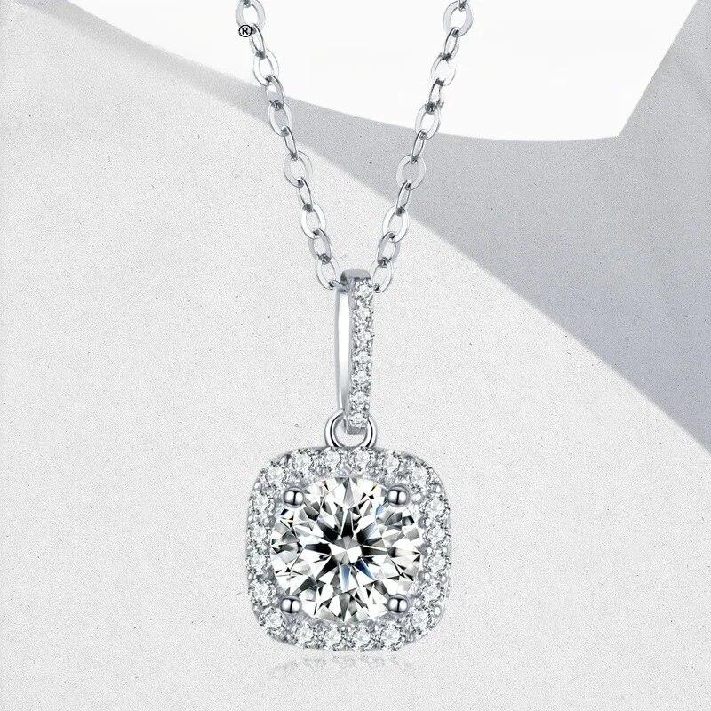 Nytt Moissanitt Diamant 6,5 mm 1CT Halskjede For Kvinne Anheng 925 Sølv Halskjede For Kvinner Kjeder Selskap Brude Fint Smykke
