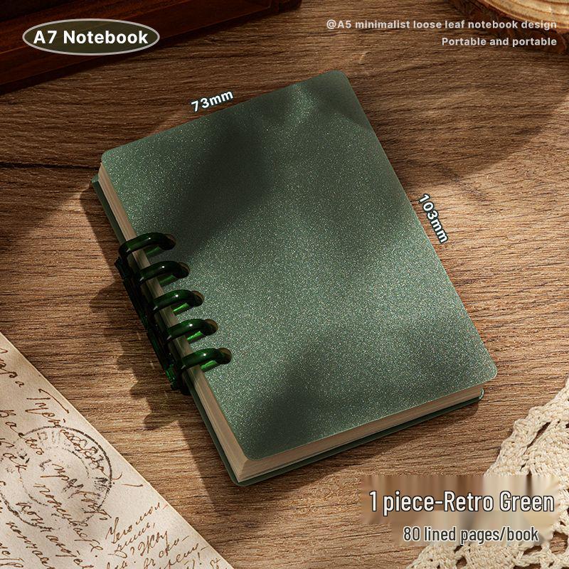 A7 Transparent Minimalist Loose-Leaf Spiral Pocket Notebook, Lined for Single Words