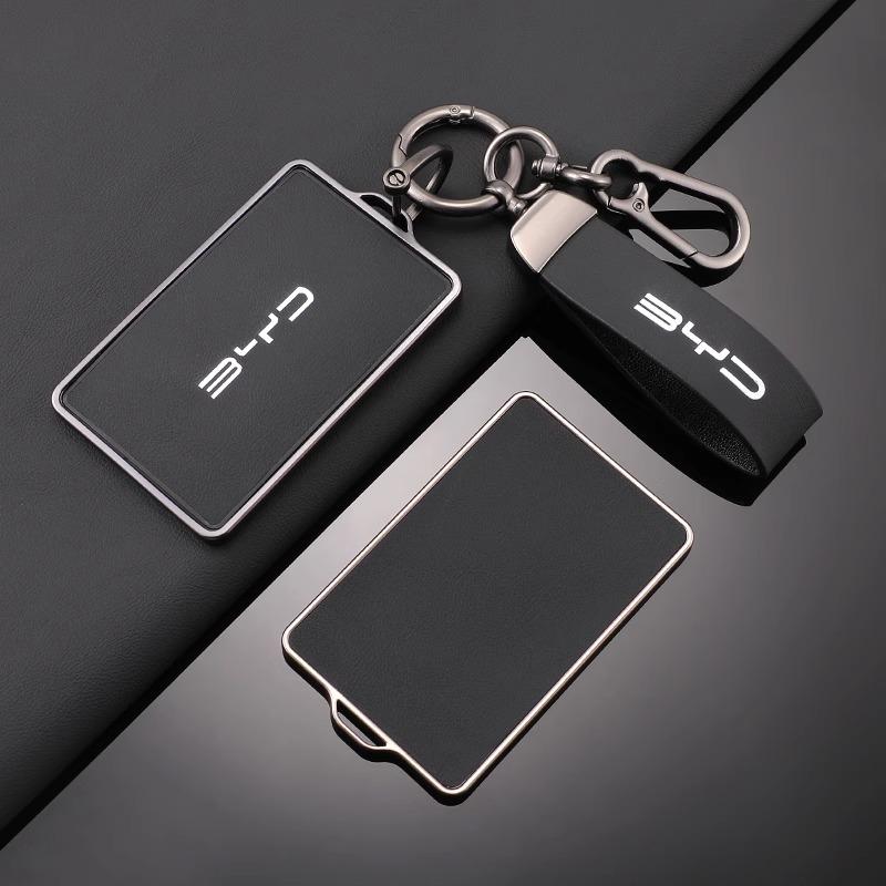 For BYD Tang DM Han EV Song PRO Qin PLUS DMI Auto Keyless Keychain Accessories Leather Car NFC Card Remote Key Case Full Cover