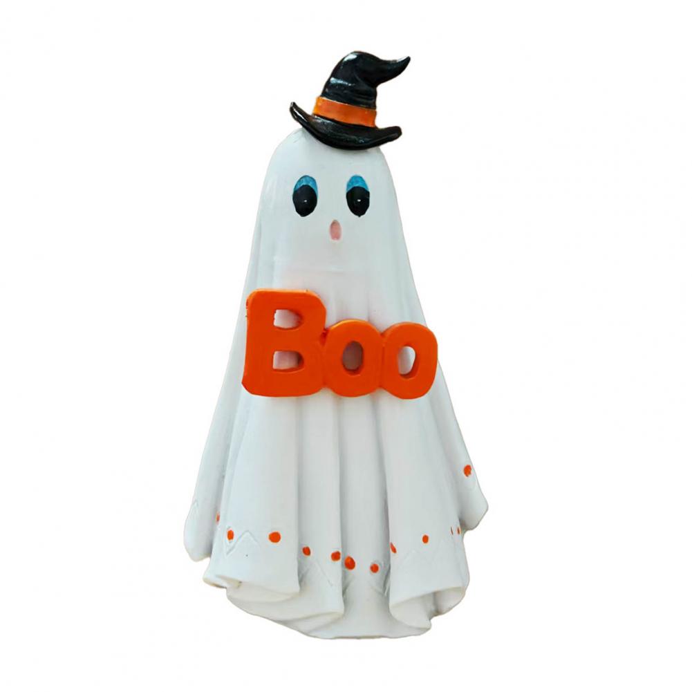 Resin Ghost Statue Spooky Halloween Ghost Figurines with Pumpkin Bucket Welcome Sign for Indoor Outdoor Decor for Yard Home