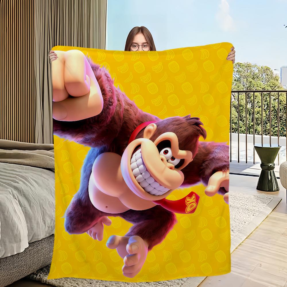 Scimmia cartone animato divertente D-Donkey Kong B-Bananza Flanella calda comfort morbida coperta in peluche per divano soggiorno camera da letto viaggio regalo