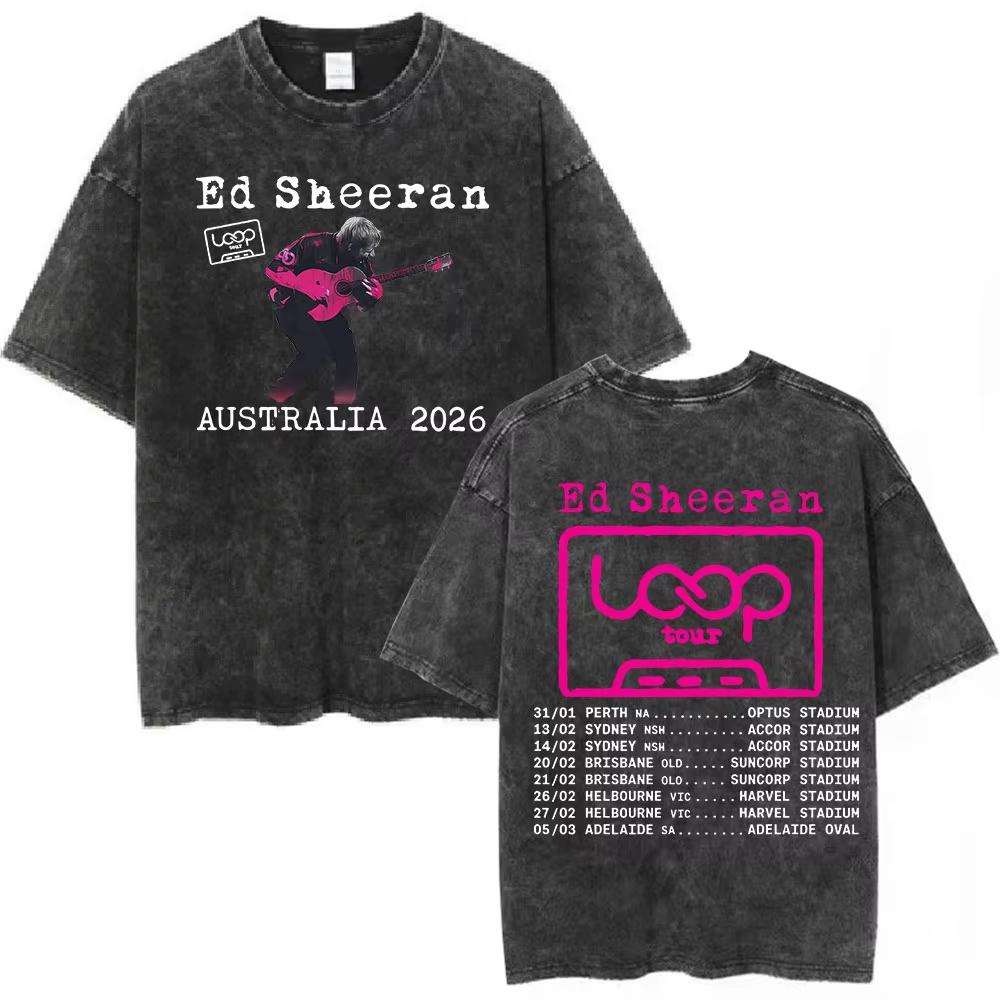 Ed Sheeran Loop Tour Australia and New Zealand Tour Merch Washed T Shirts Fans Gifts Men Women Fashion Cotton Cozy Tshirts