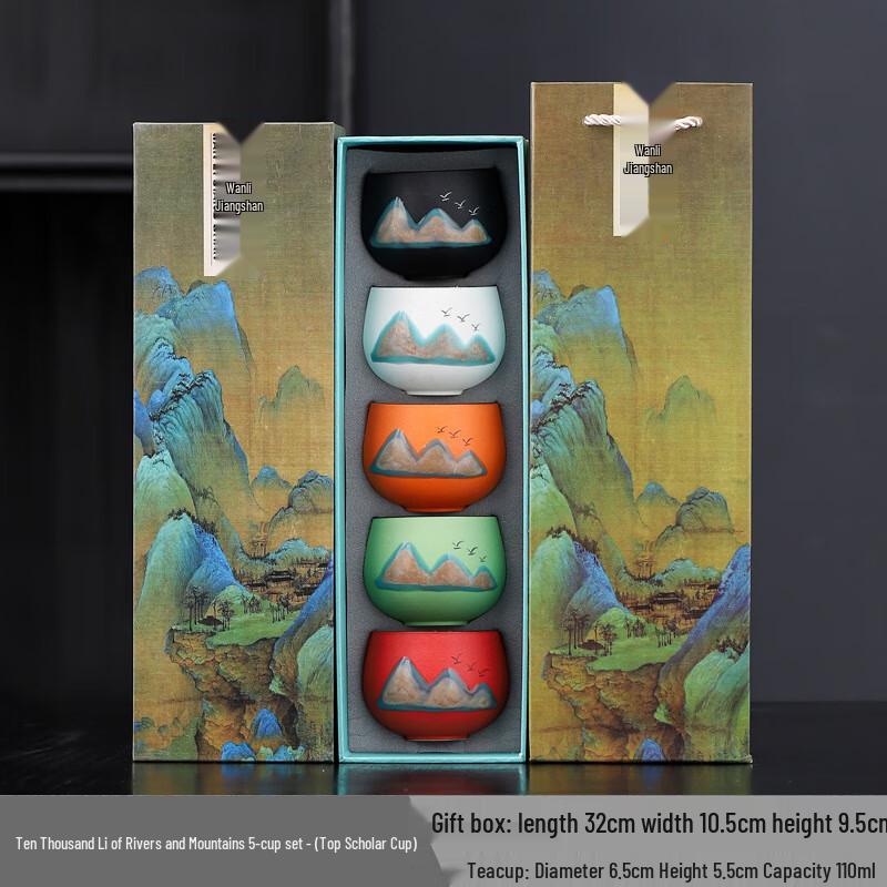 Hand-painted Ceramic Scholar Tea Cup Gift Set