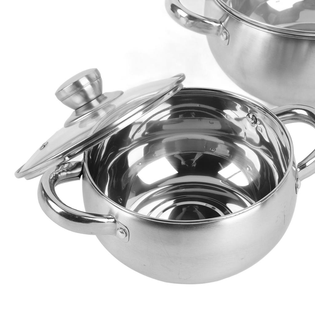 3PCS Soup Pot Set Stainless Steel Thick Bottom Anti Stick Cooking Pots with Anti Scald Handle Lids for Kitchen