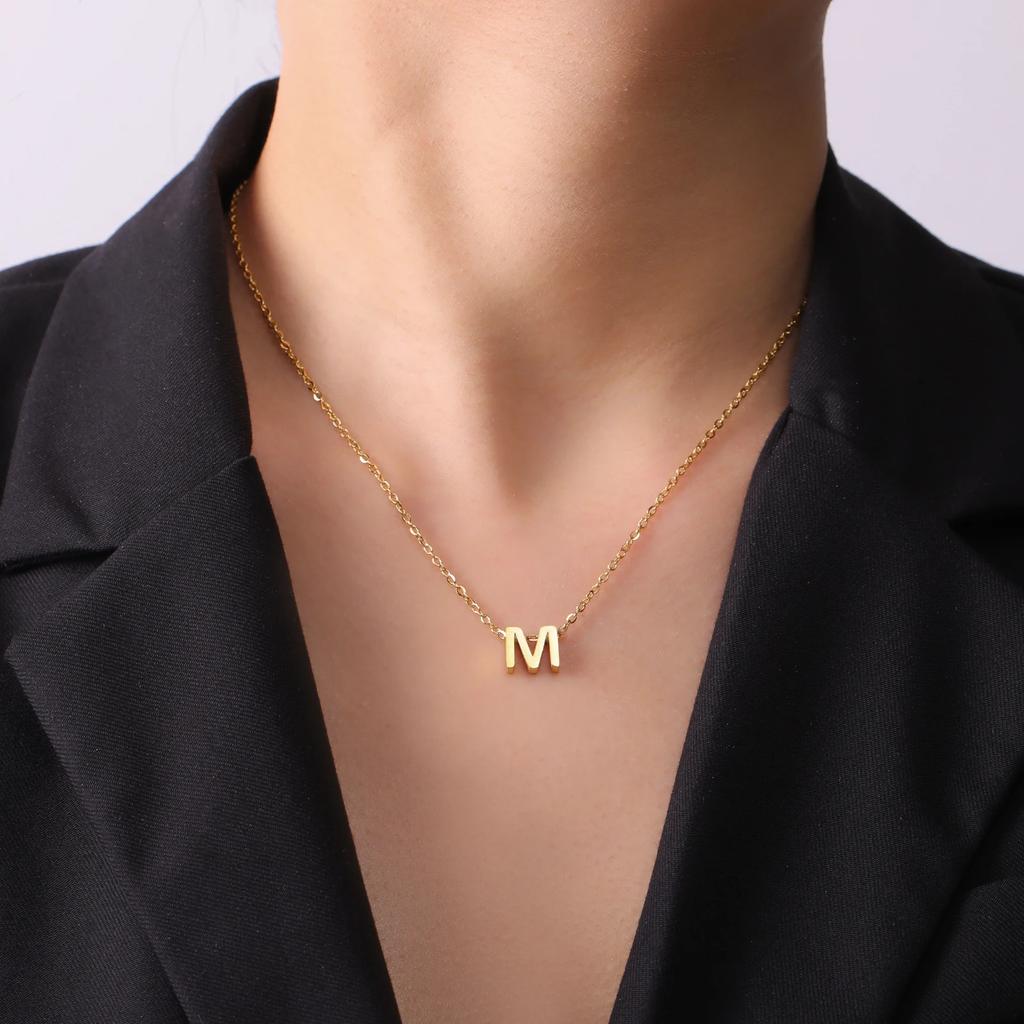 Cazador Stainless Steel A-Z Initial Letter Necklace for Women Alphabet Choker Chain Jewelry Birthday Gifts New Trend 2026