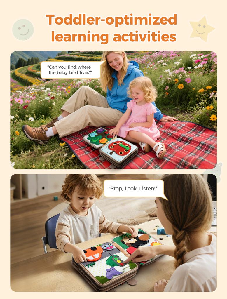 Montessori Spielzeug Giraffe Beschäftigt Bord 3D Filz Buch Für Feine Motor Fähigkeiten Frühen Bildung Gewohnheiten Wissen Entwicklung