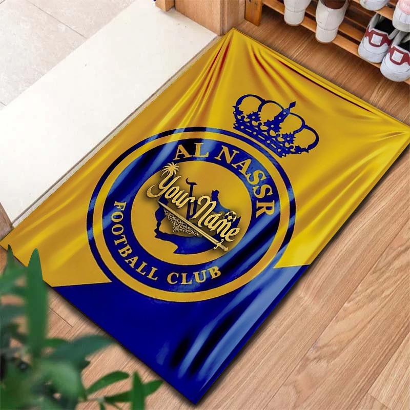 Al Nassr Crest Custom Name Carpet Rug For Living Room Bedroom Home Sofa Decoration Kids Play Nonslip Floor Mat