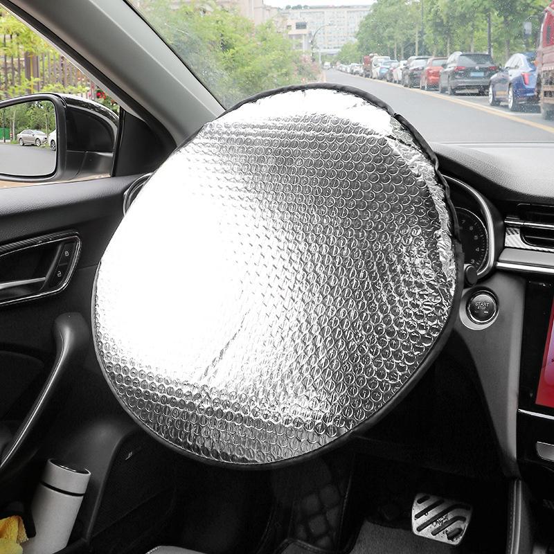 1 Piece Car Steering Wheel Cover Silver Thickened Sun Protection Foldable Anti-Uv Car Supplies Car Steering Wheel Sun Shade