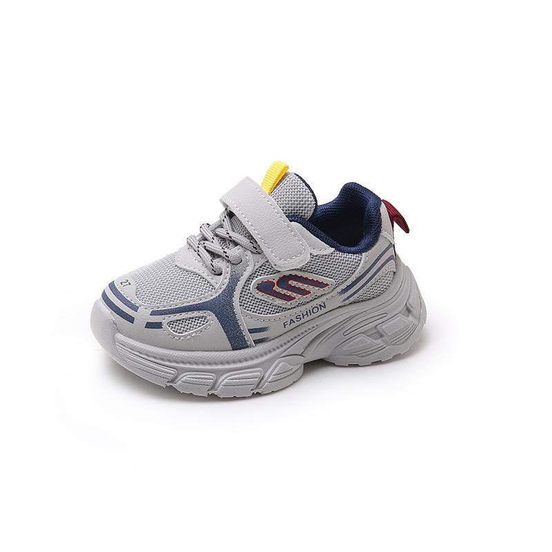 Весна и Осень Новые Девочки Сетчатые Дышащие Папины Кроссовки Детская Обувь Мальчики Кроссовки Легкие Нескользящие Беговые Кроссовки 22 серый