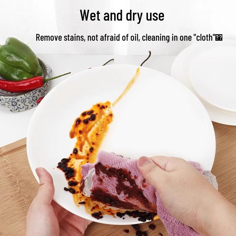 Embossed Coral Fleece Dishcloth: Soft, Absorbent, Lint-Free, Thick, Enlarged, Easy To Clean (1 Piece)