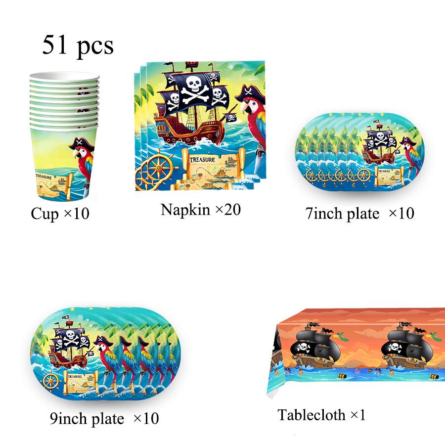 Pirate Theme Birthday Party Decorations Tableware Tablecloth Paper Plates Party Favor Gifts Supplies Souvenirs Baby Shower