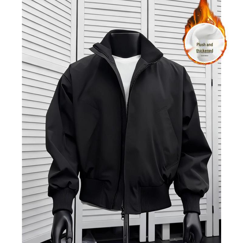 Men's Black CleanFit Workwear Bomber with Three-Proof Stand Collar